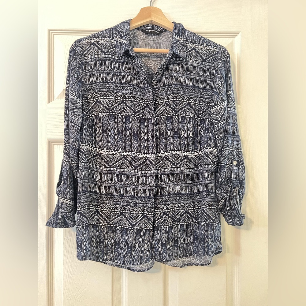 Women’s Button down shirt with hidden buttons, 100% Viscose